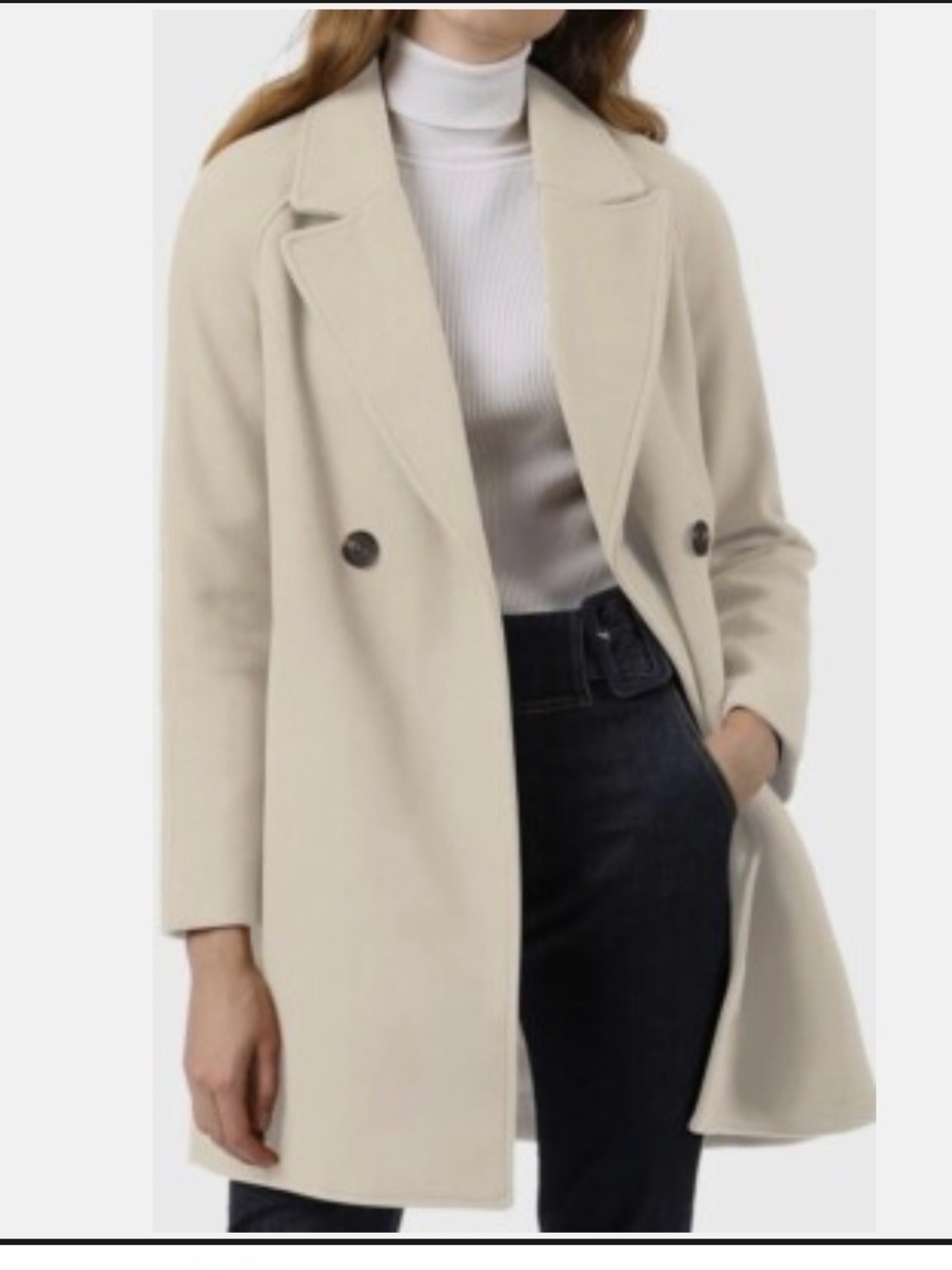 Allegra K Women's Notched Lapel Double Breasted Raglan Winter Coats Size S